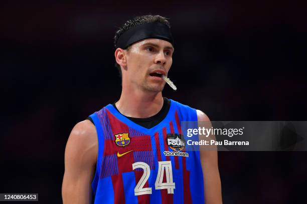 Kyle Kuric, #24 of FC Barcelona loos on during the Turkish Airlines EuroLeague Final Four Belgrade 2022 Third place game FC Barcelona v Olympiacos...