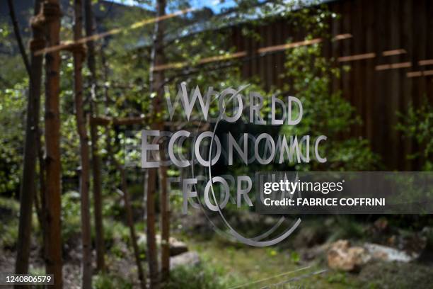 Sign of the World Economic Forum is seen at the congress centre ahead of the World Economic Forum annual meeting in Davos on May 21, 2022 - The...