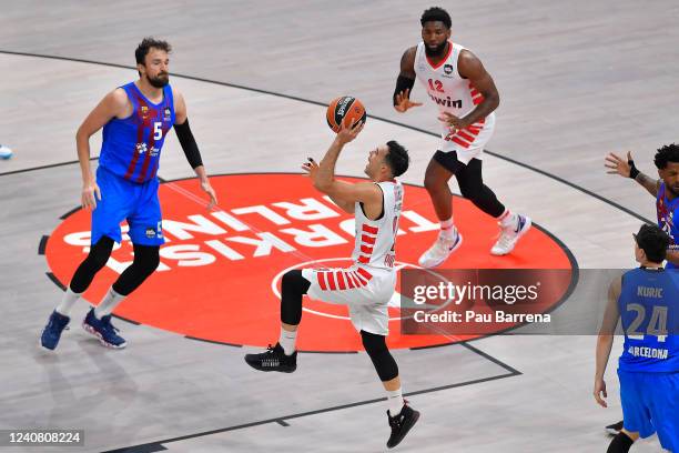 Kostas Sloukas, #11 of Olympiacos Piraeus in action during the Turkish Airlines EuroLeague Final Four Belgrade 2022 Third place game FC Barcelona v...