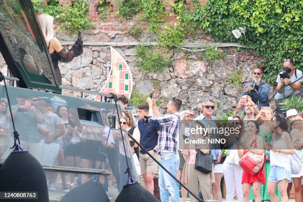 Kim Kardashian is seen out in Portofino on May 21, 2022 in Portofino, Italy.