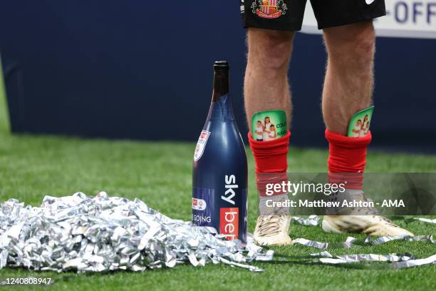 Aiden McGeady of Sunderland stands next to a bottle of champagne during the Sky Bet League One Play-Off Final match between Sunderland and Wycombe...