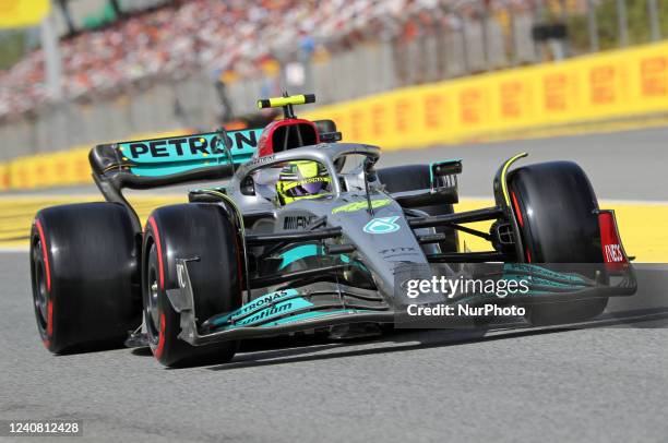 Lewis Hamilton's Mercedes during the qualifying of the Formula 1 Pirelli GP of Spain, held at the Circuit de Barcelona Catalunya, in Barcelona, on...