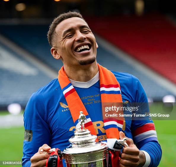 Rangers Captain James Tavernier Lifts The Scottish Cup Trophy During rangers-captain-james-tavernier-lifts-the-scottish-cup-trophy-during