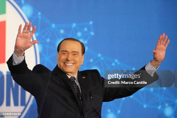 The leader of the political party "Forza Italia", Silvio Berlusconi, during a political convention in Naples.