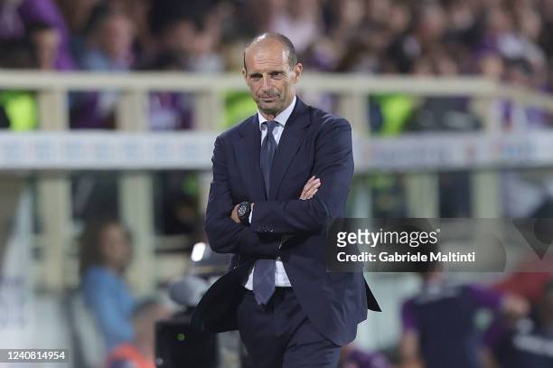 Massimiliano Allegri manager of Juventus looks on during the Serie A match between ACF Fiorentina and Juventus at Stadio Artemio Franchi on May 21,...