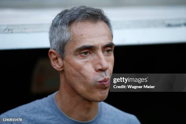 Paulo Sousa coach of Flamengo reacts during the match between Flamengo and Goias as part of Brasileirao Series A 2022 a at Maracana Stadium on May...