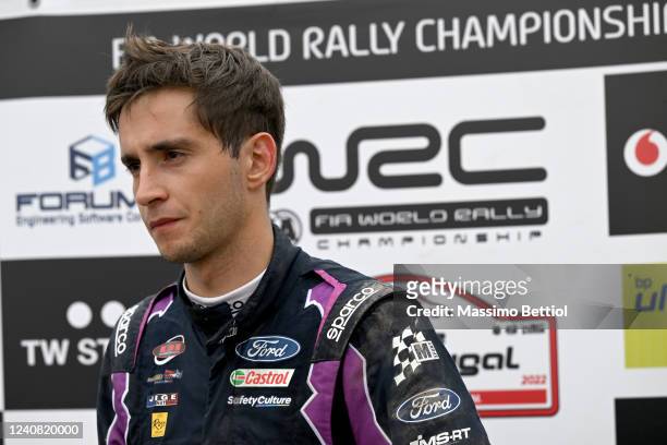 Pierre-Louis Loubet of France is seen in the Exponor Service Area during Day Three of the FIA World Rally Championship Portugal on May 21, 2022 in...