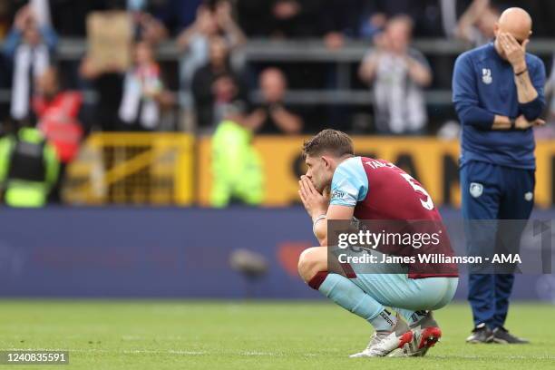 James Tarkowski of Burnley dejected after Burnley are relegated from the premier league after the Premier League match between Burnley and Newcastle...