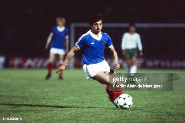 Alain GIRESSE of France during the International Friendly match between France and Bulgaria, at Stade de Gerland, Lyon, France on 14th May 1982.