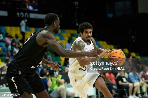 Edgar Sosa of the Zamalek drives to the basket during the game against the Seydou Legacy Athlétique Club on May 22, 2022 at the Kigali Arena. NOTE TO...