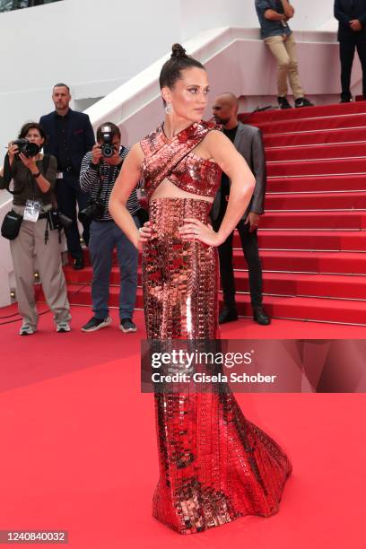 Alicia Vikander attends the screening of "Holy Spider" during the 75th annual Cannes film festival at Palais des Festivals on May 22, 2022 in Cannes,...