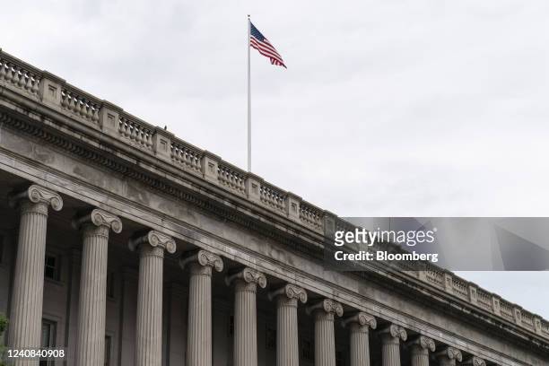 The US Treasury building in Washington, D.C., US, on Sunday, May 22, 2022. The Federal Reserve raised interest rates by 50 basis points earlier this...