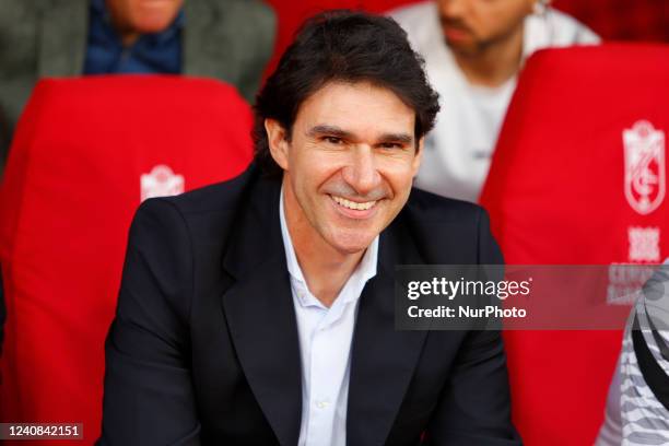 Aitor Karanka, manager of Granada CF during the La Liga match between Granada CF and RCD Espanyol at Nuevo Los Carmenes Stadium on May 22, 2022 in...