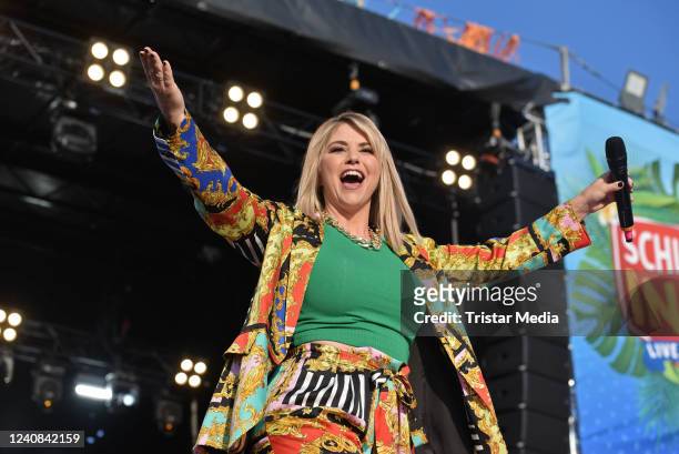 Beatrice Egli performs during the Schlagerinsel Open Air at Zentraler Festplatz on May 22, 2022 in Berlin, Germany.