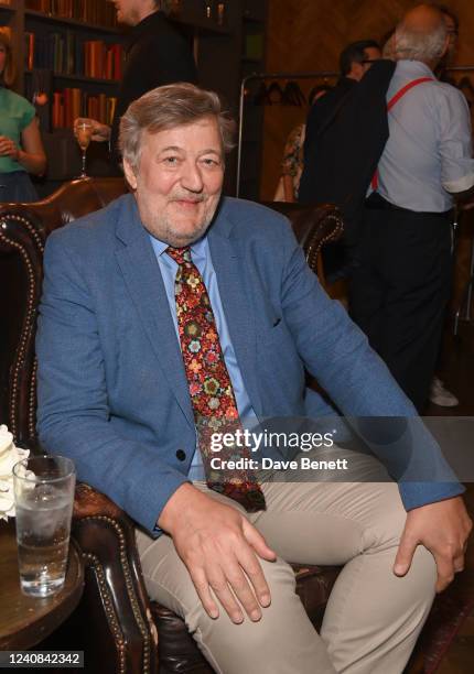 Stephen Fry poses in the green room during day three of the BFI & Radio Times Television Festival at BFI Southbank on May 22, 2022 in London, England.