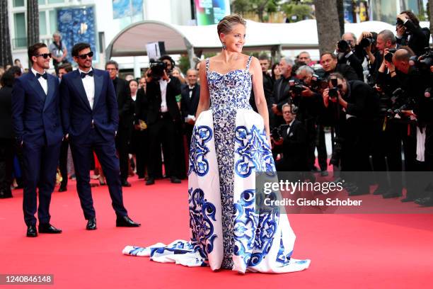 Sharon Stone attends the screening of "Forever Young " during the 75th annual Cannes film festival at Palais des Festivals on May 22, 2022 in Cannes,...