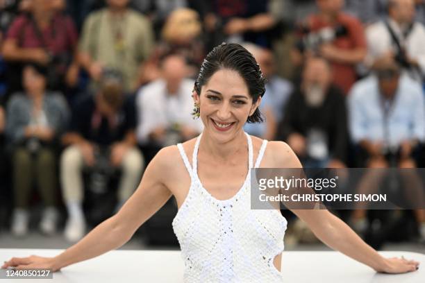 Iranian actress Zar Amir-Ebrahimi poses during a photocall for the film "Holy Spider" at the 75th edition of the Cannes Film Festival in Cannes,...