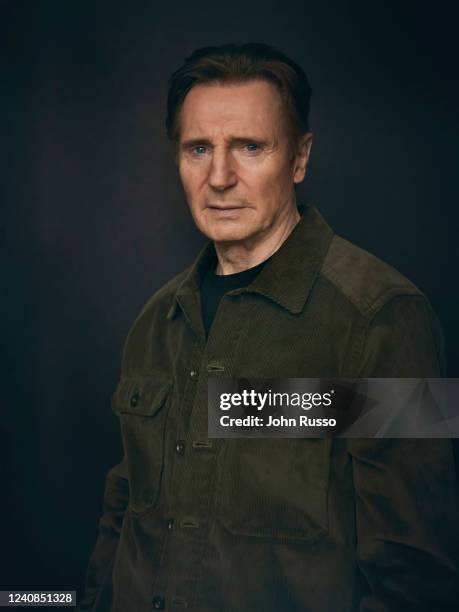 Actor Liam Neeson is photographed for Gio Journal magazine on February 4, 2022 in Los Angeles, United States.