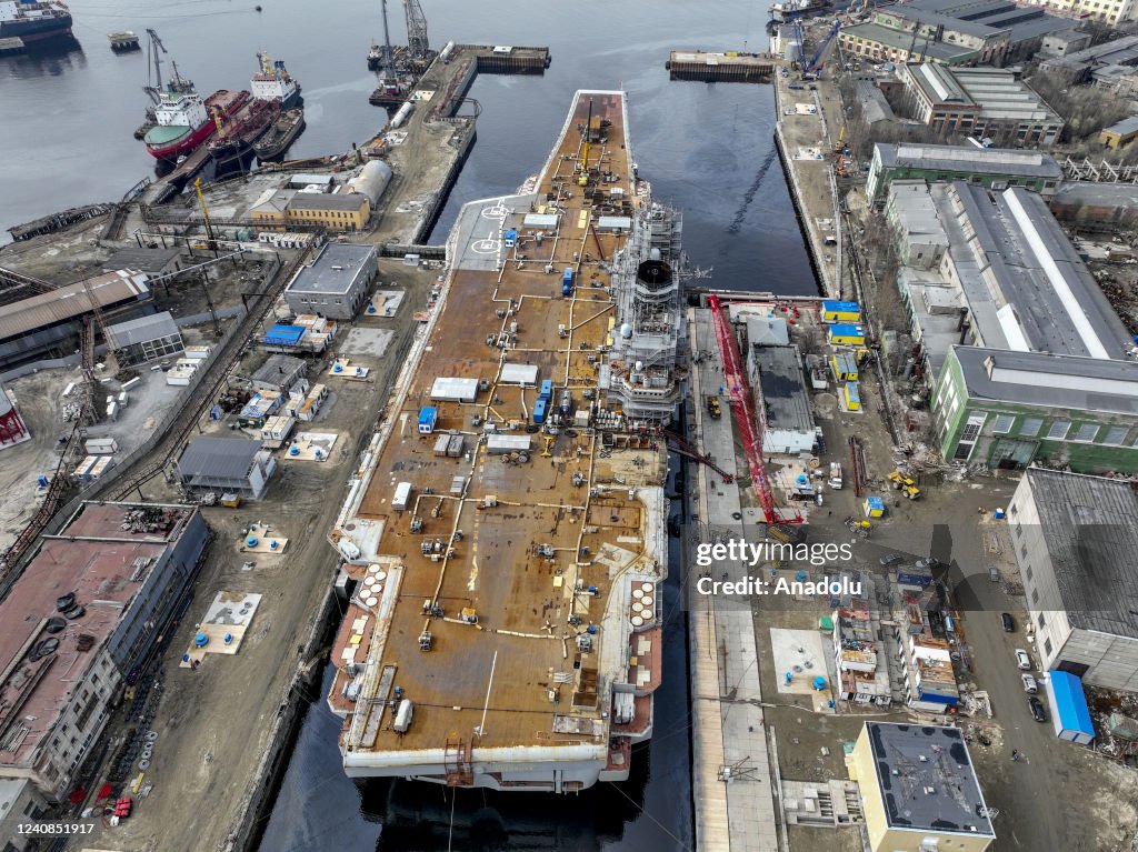Russian aircraft carrier Admiral Kuznetsov in Murmansk