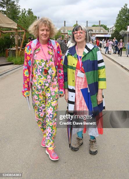 Grayson Perry and Philippa Perry attend press day at the RHS Chelsea Flower Show at The Royal Hospital Chelsea on May 23, 2022 in London, England.