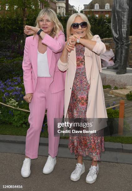 Zoe Ball and Gaby Roslin attend press day at the RHS Chelsea Flower Show at The Royal Hospital Chelsea on May 23, 2022 in London, England.