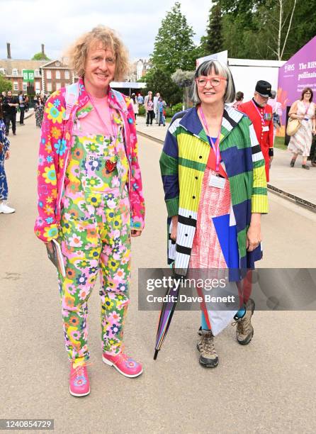 Grayson Perry and Philippa Perry attend press day at the RHS Chelsea Flower Show at The Royal Hospital Chelsea on May 23, 2022 in London, England.