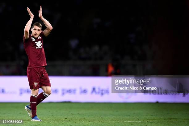 Andrea Belotti of Torino FC gestures during the Serie A football match between Torino FC and AS Roma. AS Roma won 3-0 over Torino FC.