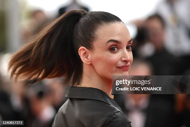 Canadian actress Charlotte Le Bon arrives for the screening of the film "Decision to Leave " during the 75th edition of the Cannes Film Festival in...