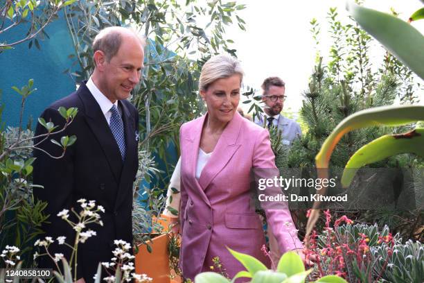 Prince Edward, Earl of Wessex and Sophie, Countess of Wessex are given a tour of The Chelsea Flower Show 2022 at the Royal Hospital Chelsea on May...
