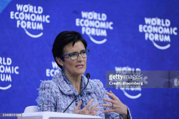 Jane Fraser, chief executive officer of Citigroup Global Markets Inc., speaks during a panel session on the opening day of the World Economic Forum...