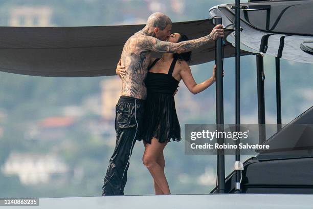 May 23: Travis Barker and Kourtney Kardashian are seen on May 22, 2022 in Portofino, Italy.