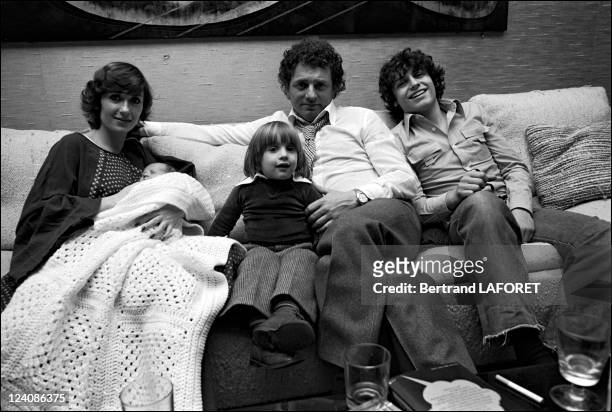 Jacques Martin with family in France in November, 1976 - Jacques Martin with wife Daniele Evenou and sons: Jean-Baptiste, Frederic and David .