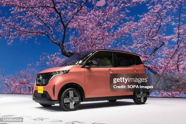 New Nissan Sakura on display at Nissan Gallery in Yokohama, Kanagawa. Car maker Nissan presented a new EV kei car model exclusive for the Japanese...