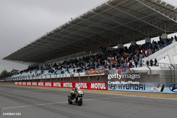 British Jonathan Rea of Kawasaki Racing Team Worldsbk competes during the Race 2 of the FIM Superbike World Championship Estoril Round at the...