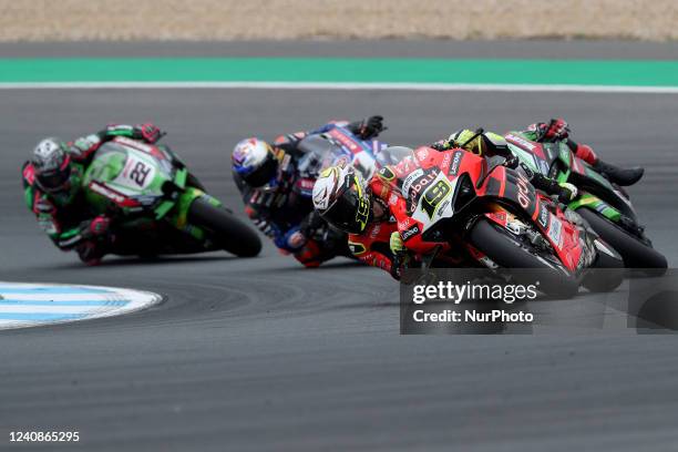 Spanish Alvaro Bautista of Aruba.It Racing - Ducati competes during the Race 2 of the FIM Superbike World Championship Estoril Round at the Circuito...