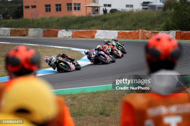 British Jonathan Rea of Kawasaki Racing Team Worldsbk , Turkish Toprak Razgatlioglu of Pata Yamaha With Brixx Worldsbk and Spanish Alvaro Bautista of...