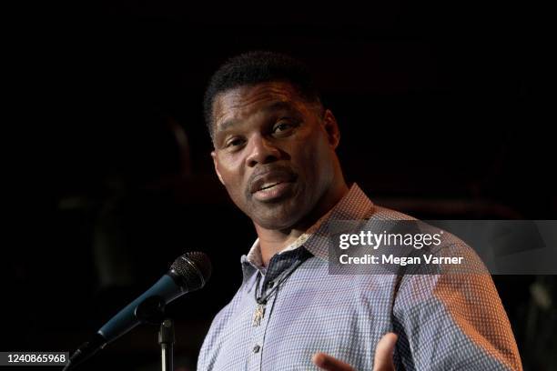 Heisman Trophy winner and Republican candidate for US Senate Herschel Walker speaks at a rally on May 23, 2022 in Athens, Georgia. Tomorrow is the...