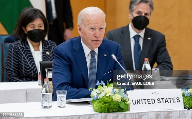 President Joe Biden attends the Quad Leaders Summit at Kantei in Tokyo on May 24, 2022.