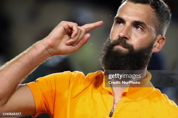 Benoit Paire during his match against Ilya Ivashka on Simonne Mathieu court in the 2022 French Open finals day two, in Paris, France, on May 23, 2022.