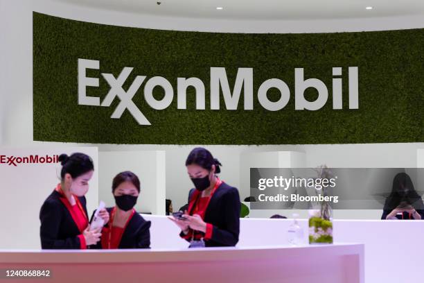 The Exxon Mobil Corp. Booth in the World Gas Conference in Daegu, South Korea, on Tuesday, May 24, 2022. The World Gas Conference arrived in the...