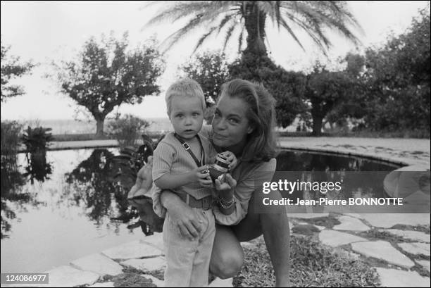 Romy Schneider with Harry Meyer and son David In France In 1968.