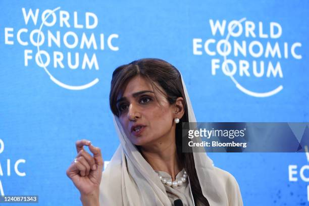 Hina Rabbani Khar, Pakistan's foreign minister, speaks during a panel session on day two of the World Economic Forum in Davos, Switzerland, on...