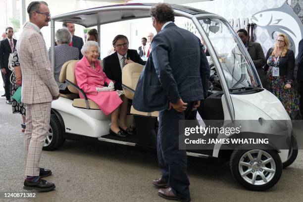 Britain's Queen Elizabeth II visits the 2022 RHS Chelsea Flower Show in London on May 23, 2022. Queen Elizabeth II put in an appearance at the...