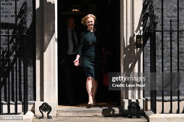 Foreign Secretary Liz Truss leaves the weekly Government cabinet meeting at Downing Street on May 24, 2022 in London, England.