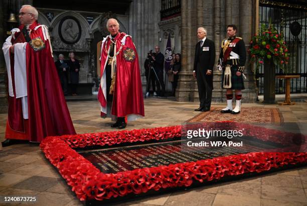 Prince Charles, Prince of Wales in his role as Great Master of the Honourable Order of the Bath, attends the Order of the Bath service at Westminster...