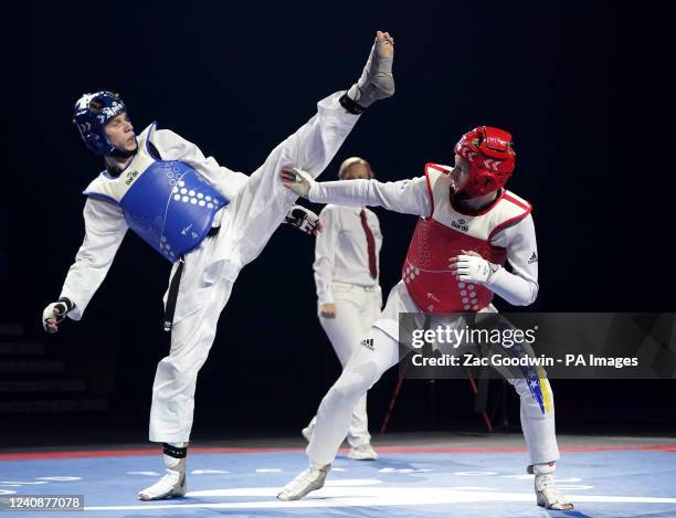 Poland's Jone Magdaleno in action against Czech Republic's Petra Stolbova during day four of the European Taekwondo Championships 2022 at the...