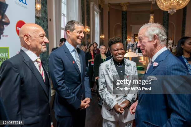 Prince Charles, Prince of Wales greets Sir Ben Kingsley, Bear Grylls and Nicola Adams at The Prince's Trust TK Maxx And Homesense Awards 2022 at...