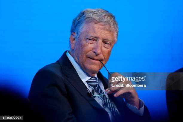 Bill Gates, co-chairman of the Bill and Melinda Gates Foundation, during a panel session on day two of the World Economic Forum in Davos,...