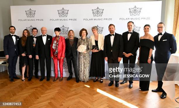 Sweden's Prince Carl Philip, members of this year's Polar Prize winner Ensemble intercontemporain, Sweden's King Carl XVI Gustaf, Polar Prize winner...