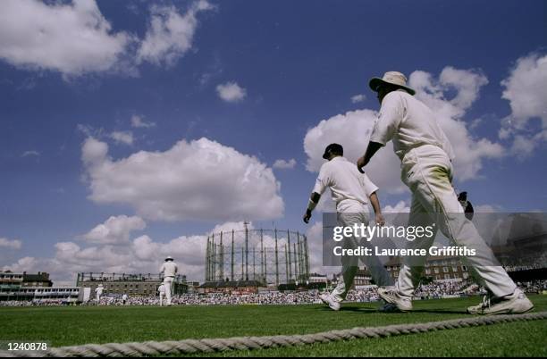 New Zealand take the field during the fourth Test match between England and New Zealand played at the Oval in London, England. New Zealand won the...